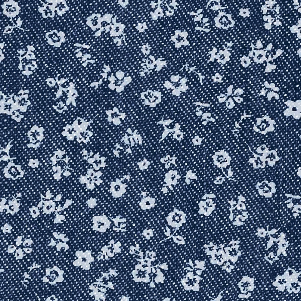 Casual Kent 1/2 Dark Blue Denim With Flowers