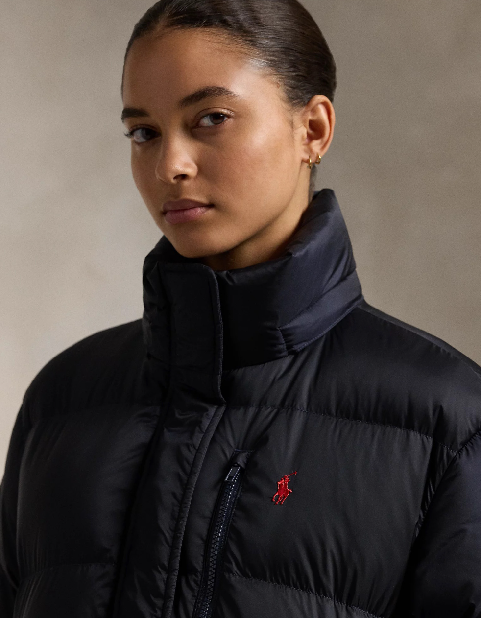 Water Repellent Quilted Down Jacket Navy