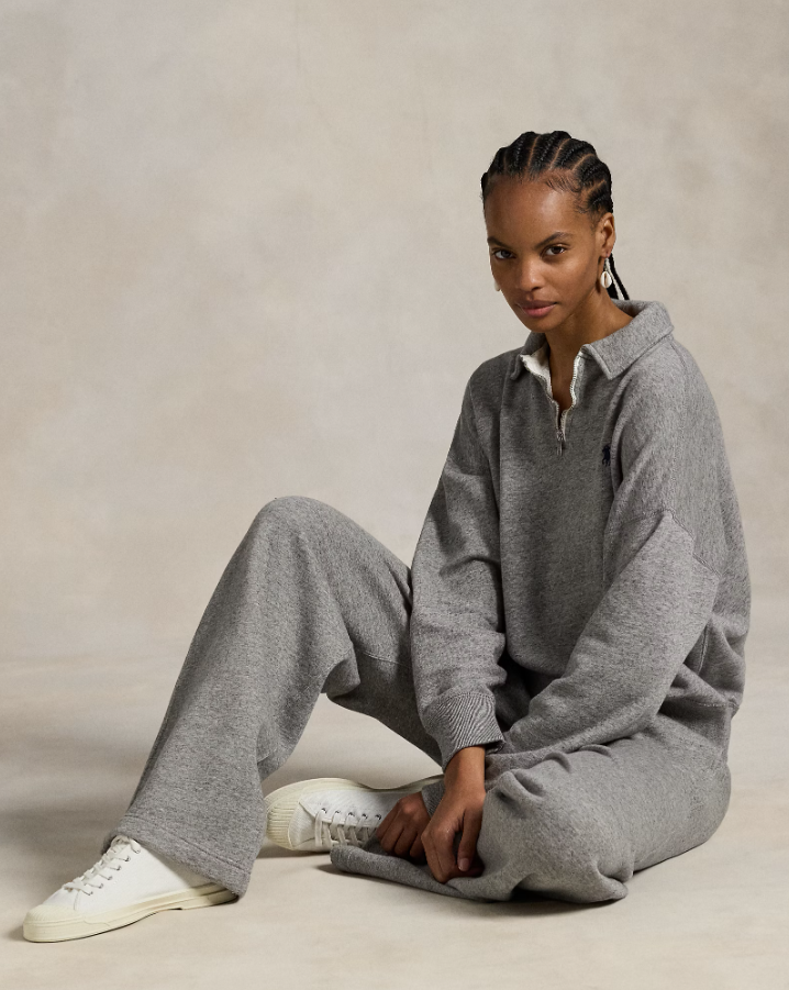 Drawstring Wide-leg Tracksuit Bottoms Grey Htr
