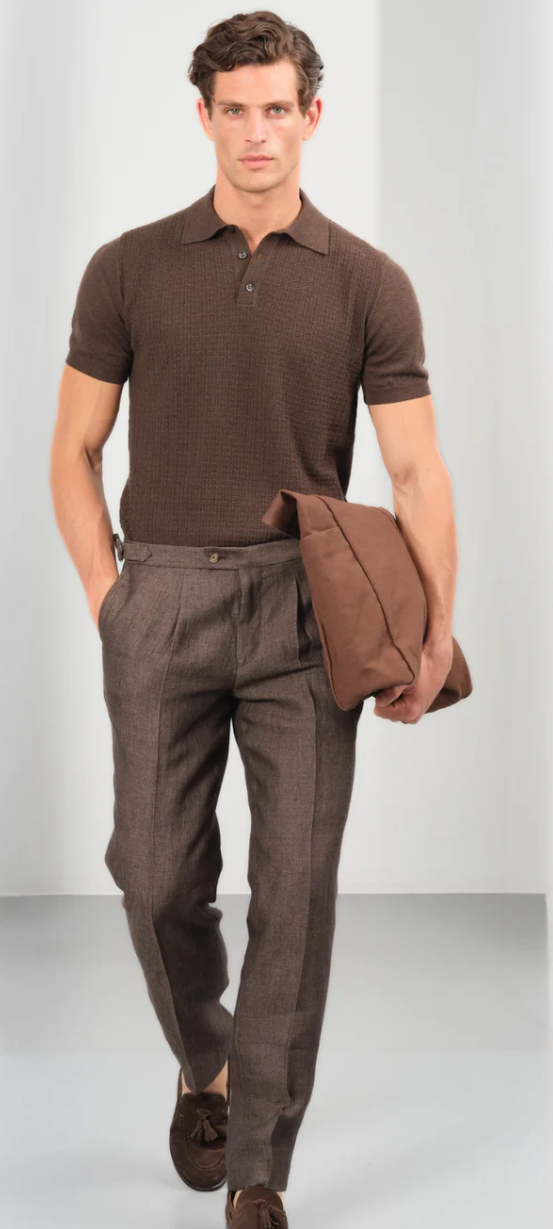 5625 Retro Polo. - Dark Brown
