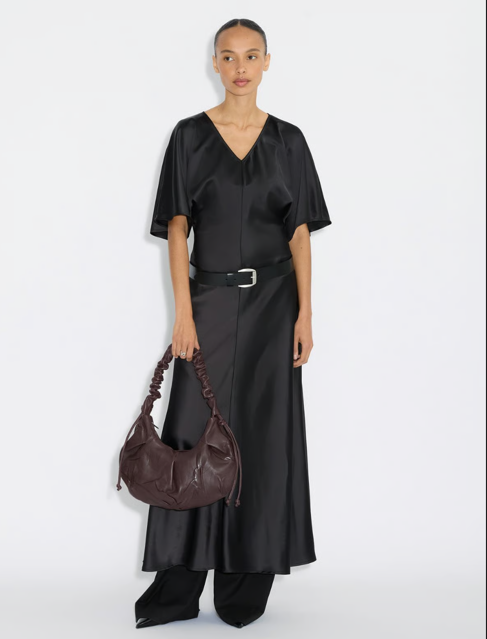 Leni Cocoon Leather Bag Burgundy