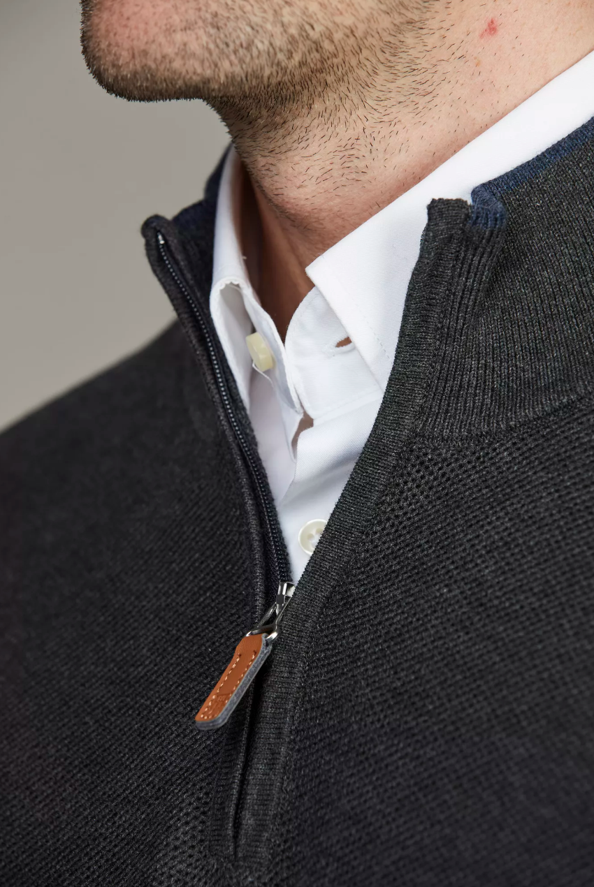 Half Zip Structure Knit Antracit