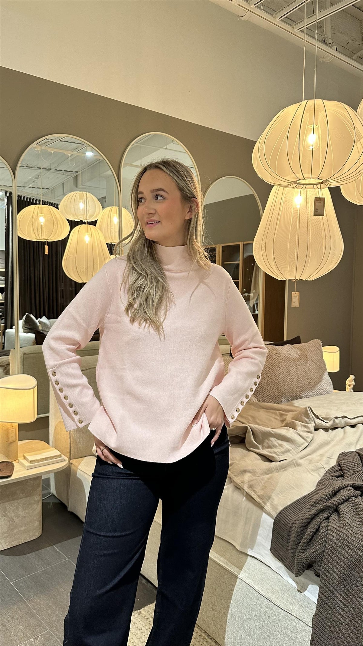Ginny Button Pullover Rose