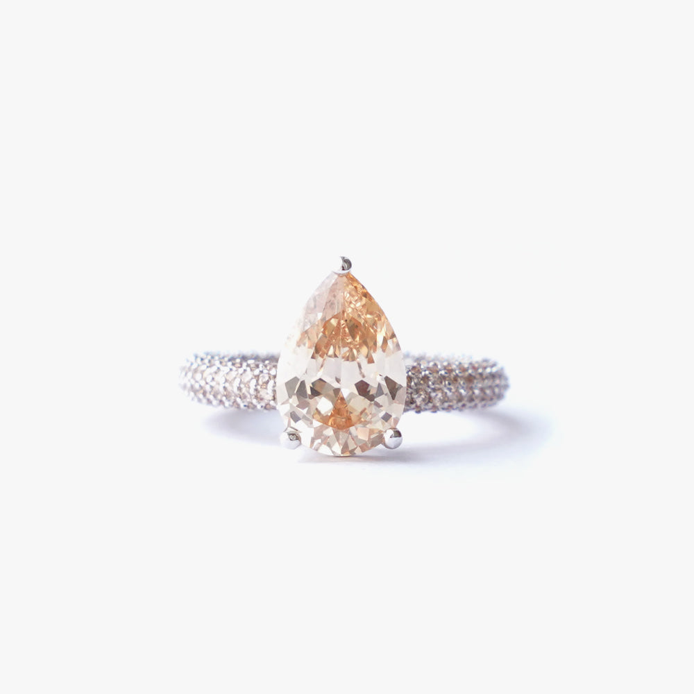 Mega Drop Ring Beige Silver