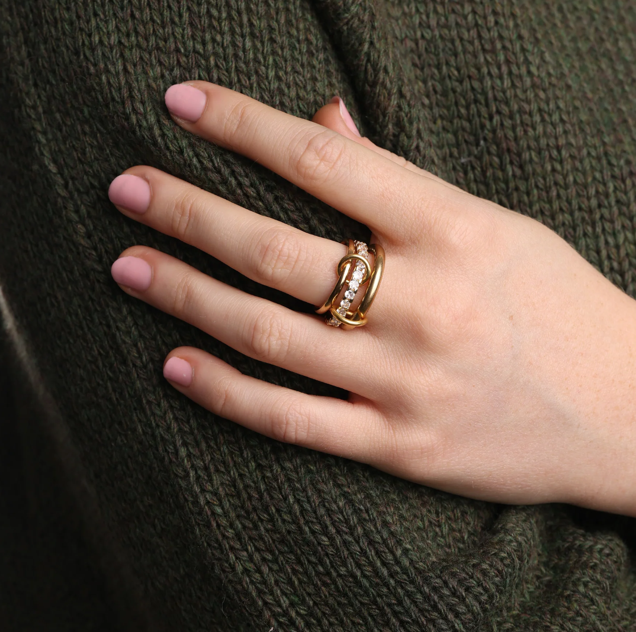 Ethel Stackd Ring Crystal gold