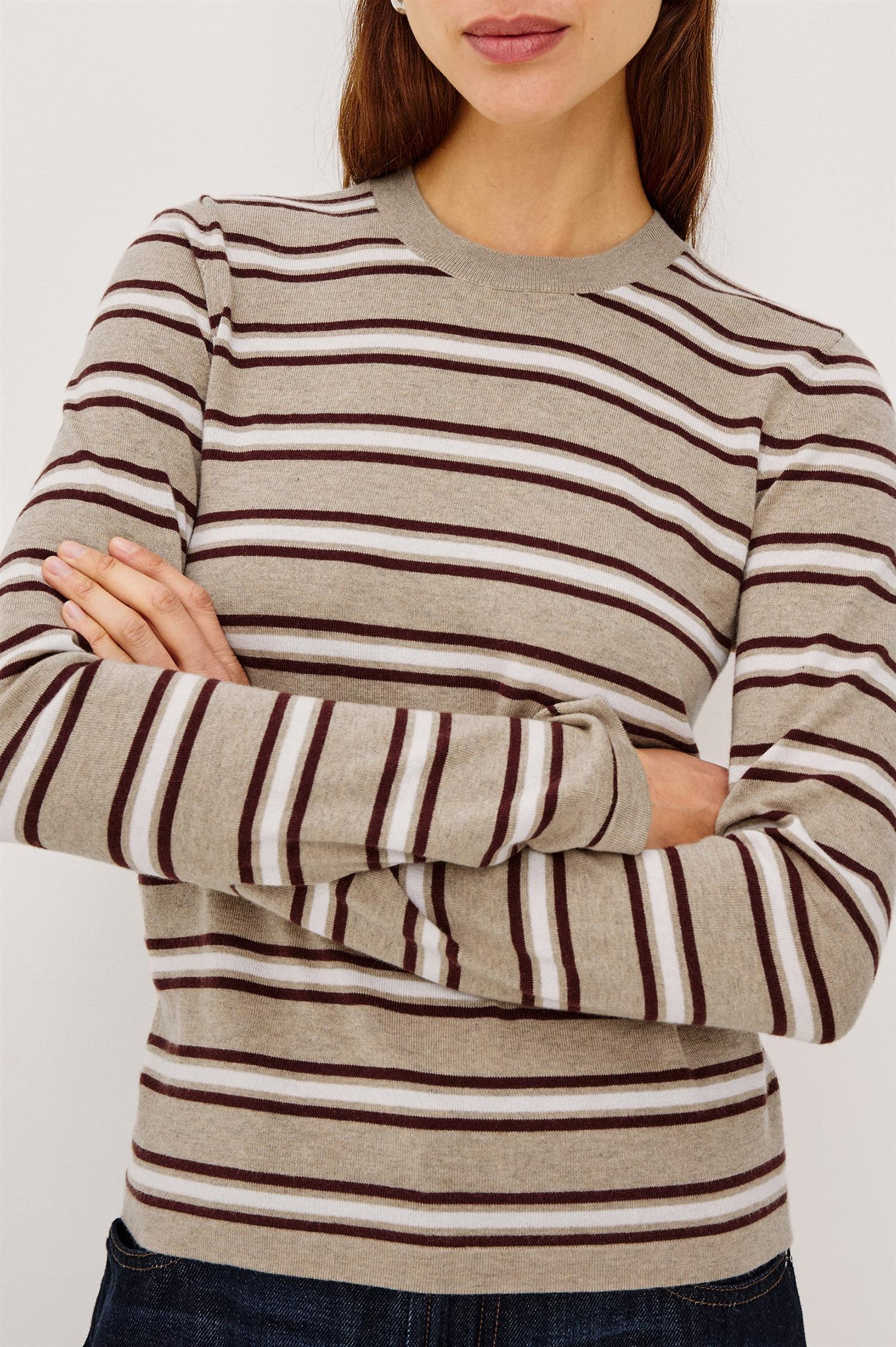 Davie Knit Top Heather Oat Stripe