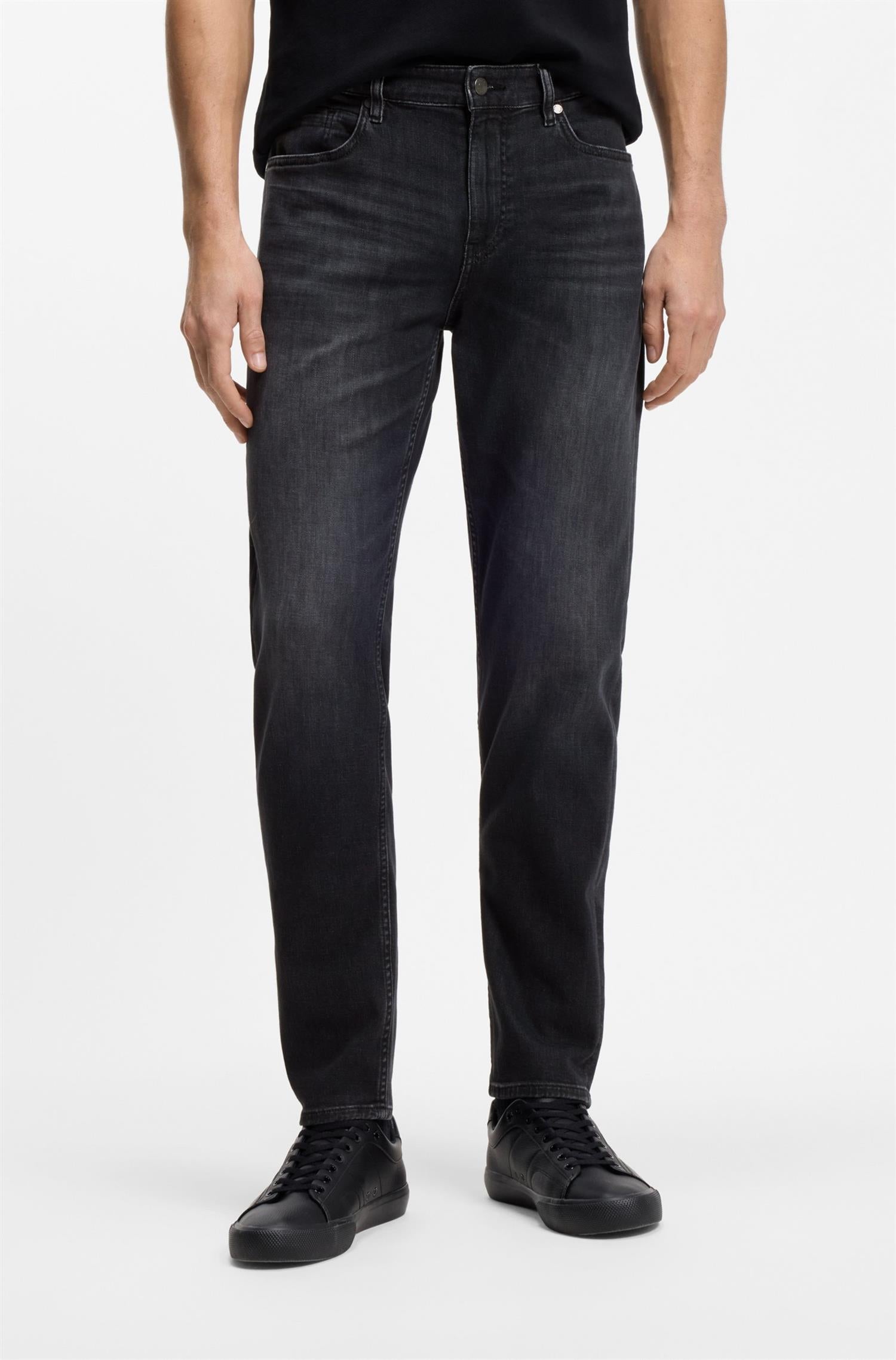 Maine Regular-fit jeans in super-soft black Italian denim