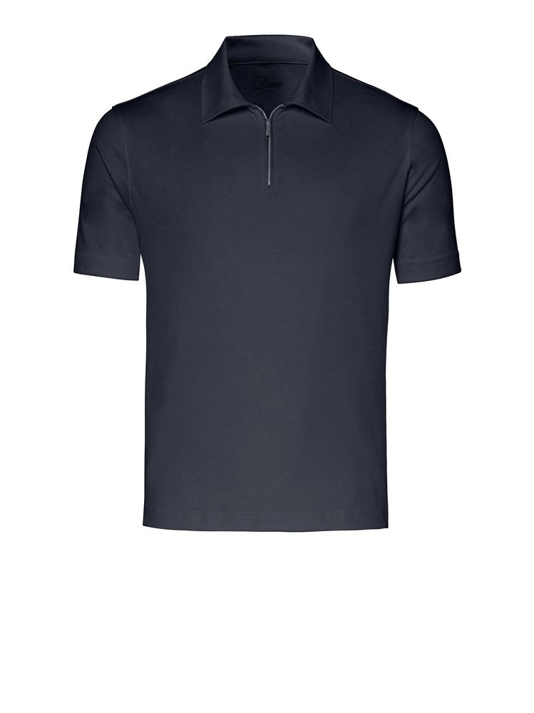 Luxury Two Ply Polo Zip Blue Piquet