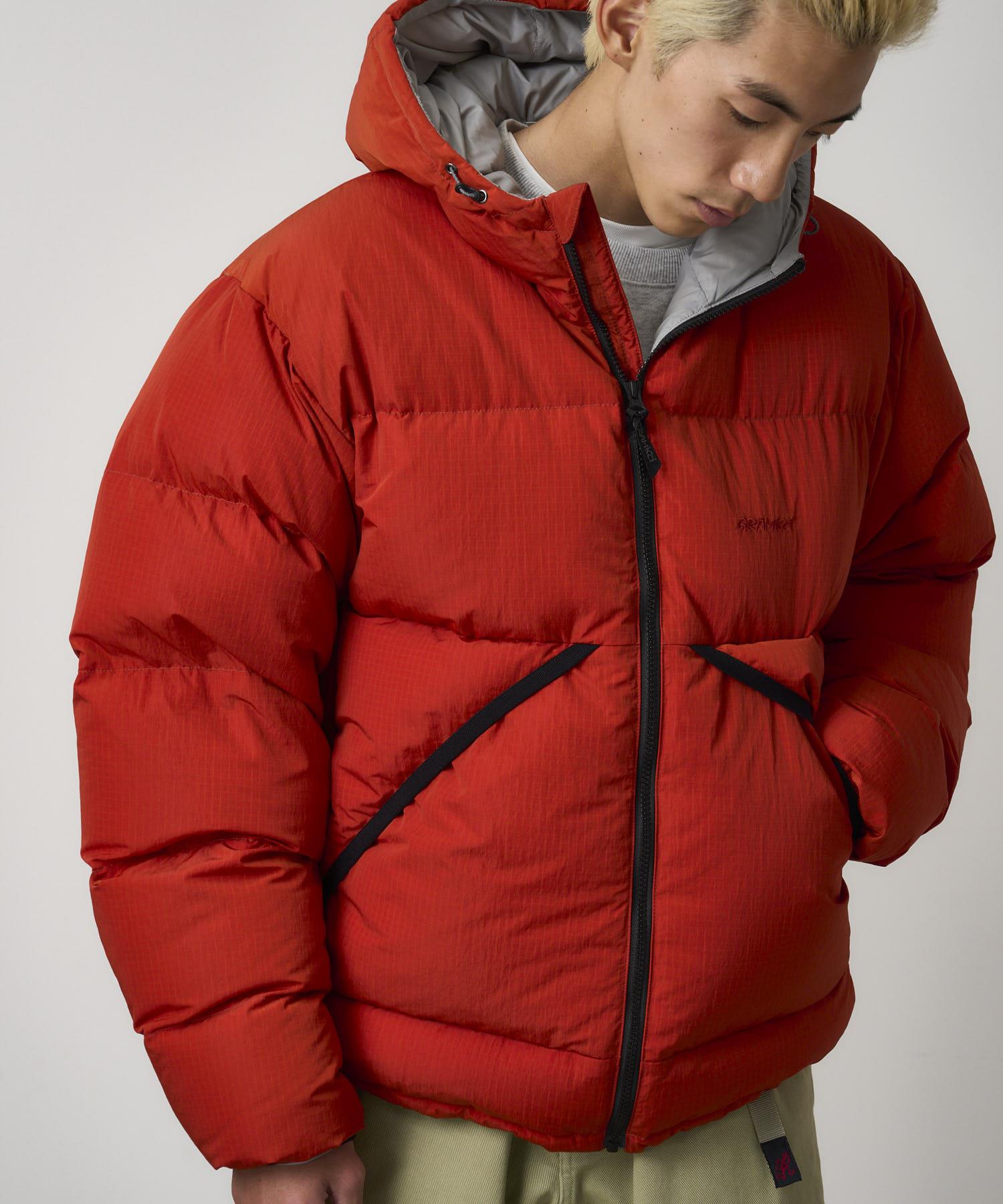 Down Puffer Hooded Jacket Burnt Red