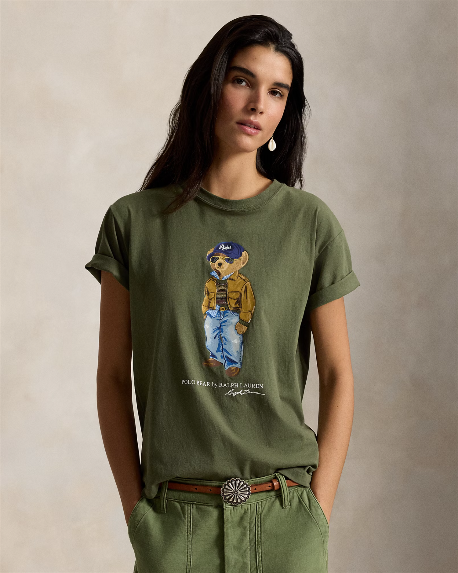 Polo Bear Cotton Jersey T-shirt Dense Olive