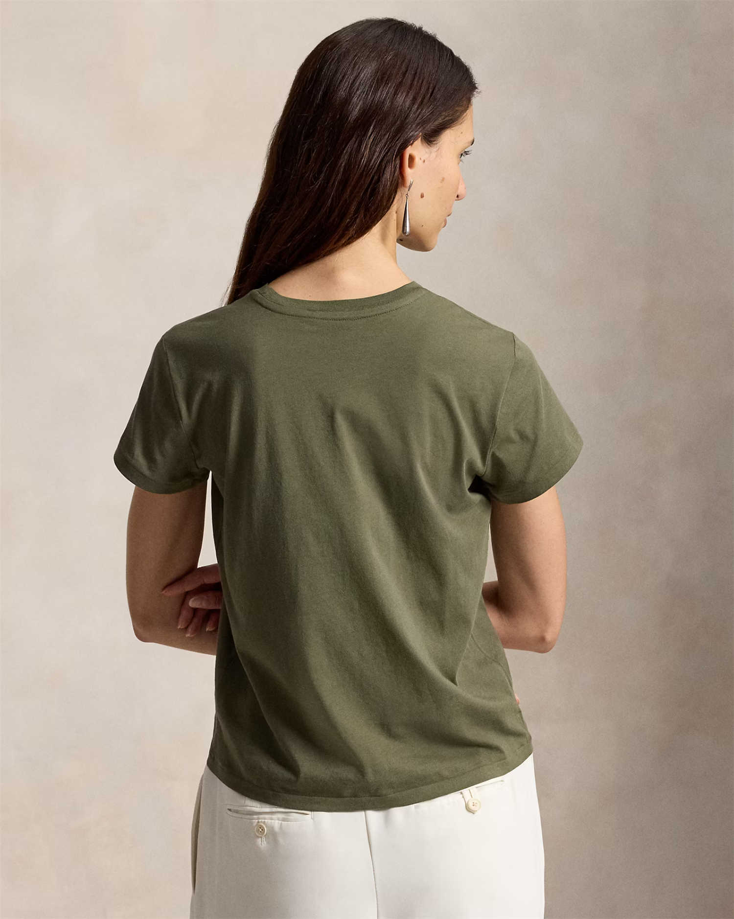 Classic fit cotton jersey crewneck tee dense olive