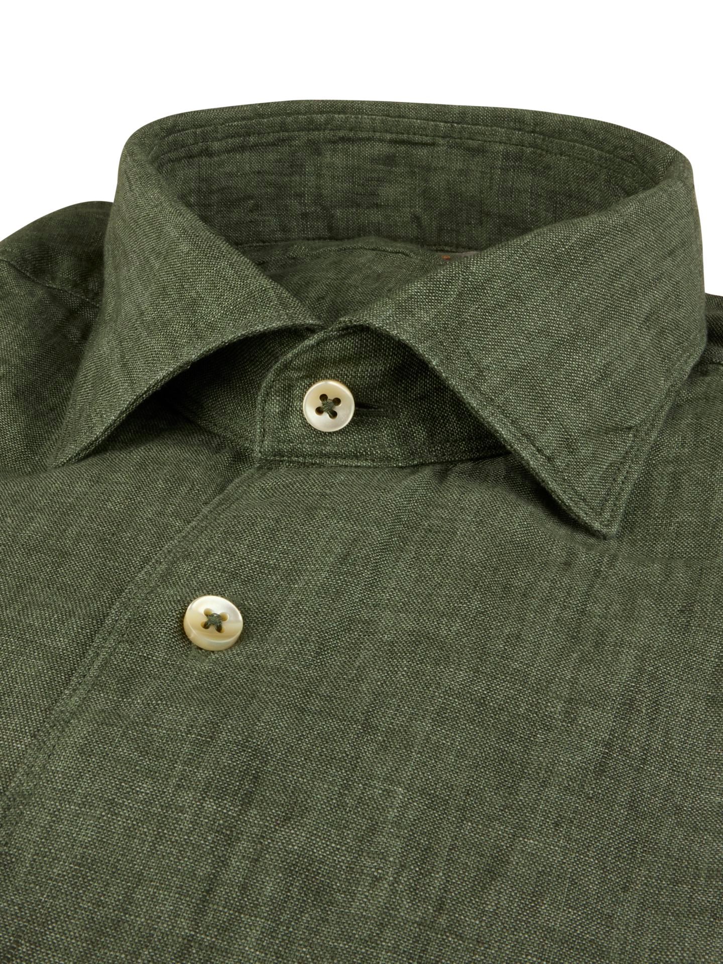 Regular Green Linen Casual Shirt