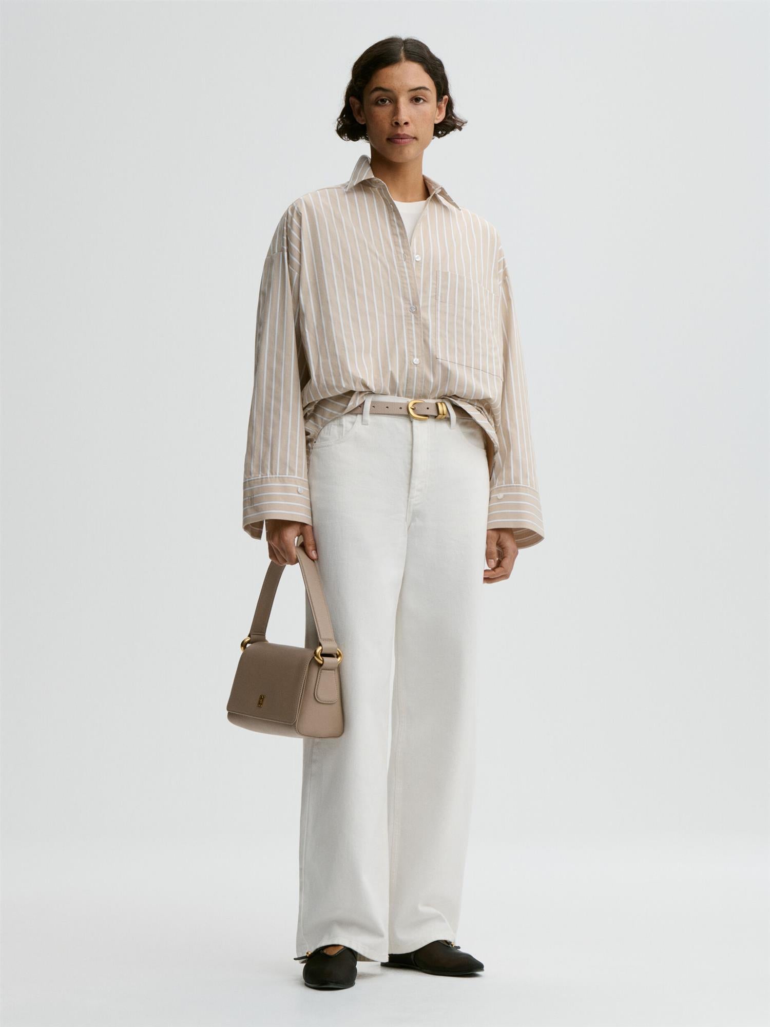 Derris Shirts Beige Classic Stripe