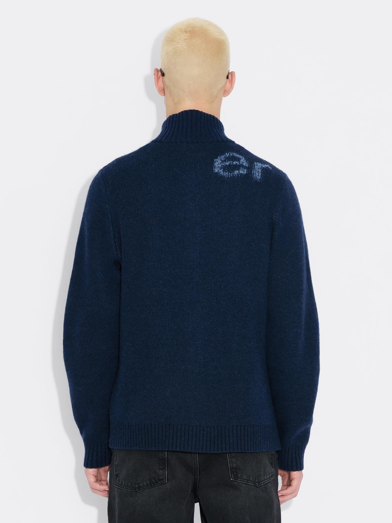 Haza Logo Zip Cardigan - Blue Mix