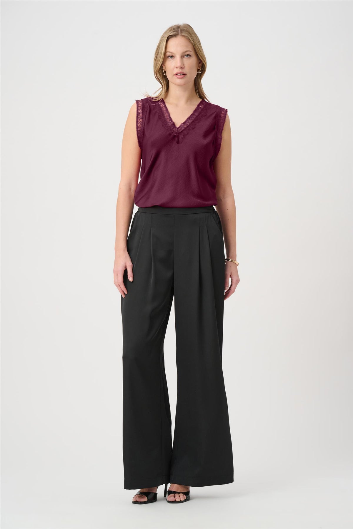 Recycled Satin Sleeveless Top Eldeberry