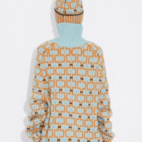 Norwegian Wool Turtleneck 25-04 Blue Mix