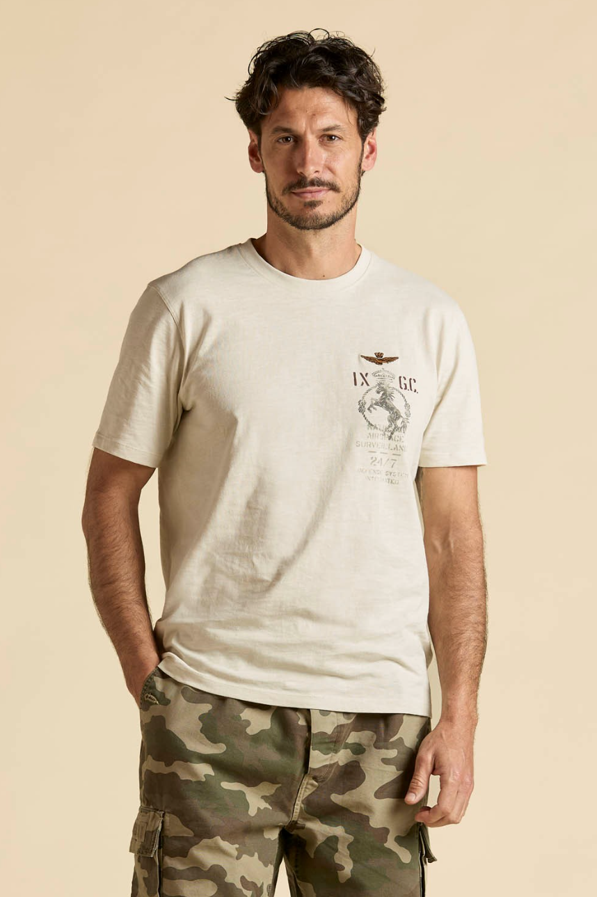 Cotton T-Shirt IX Fighter Ghiaccio