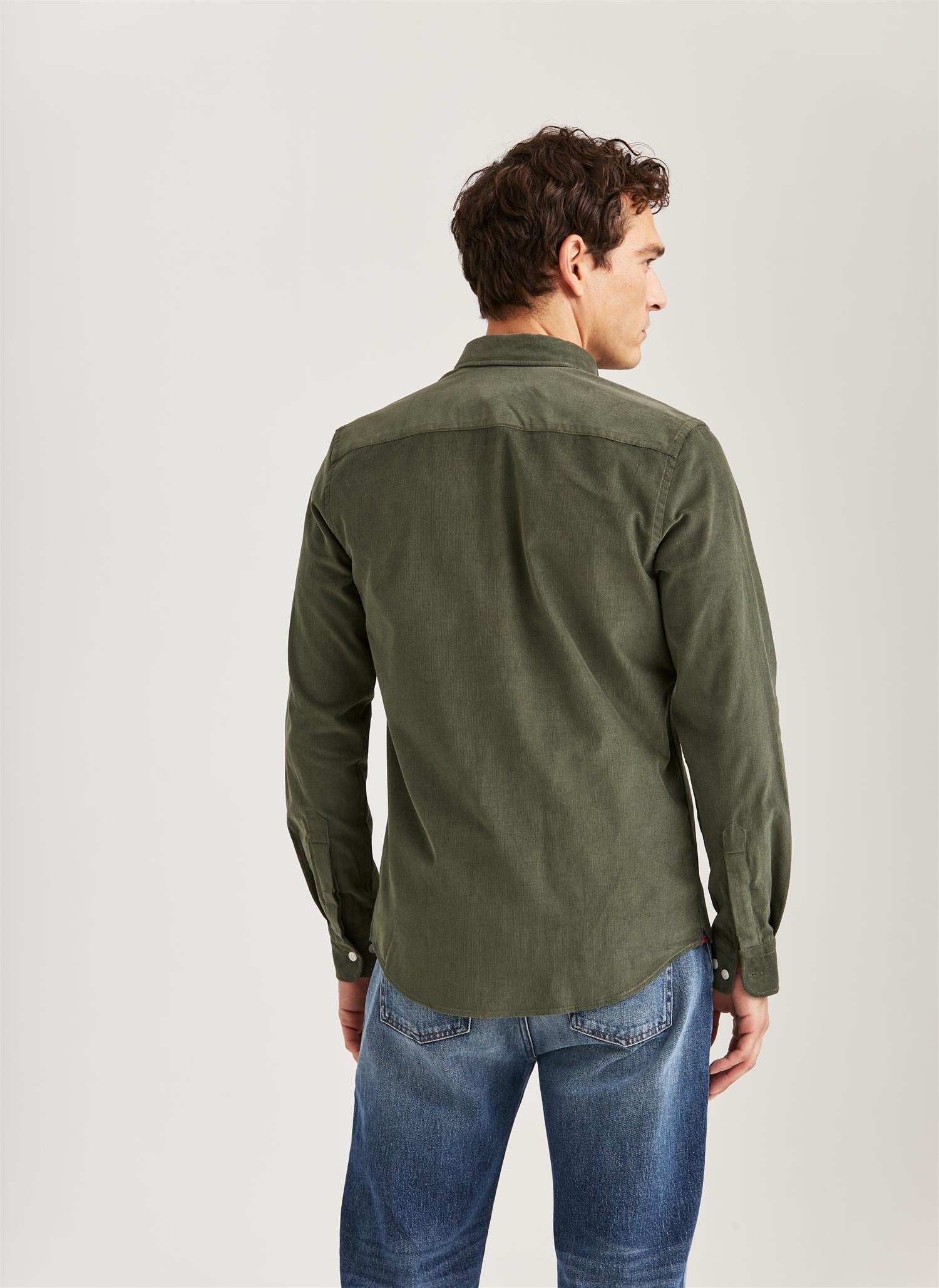 Douglas Cord Shirt-Slim Fit Olive