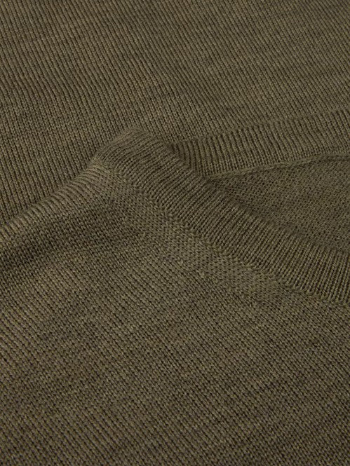Sweater Knitted Crew Neck Merino Wool Green