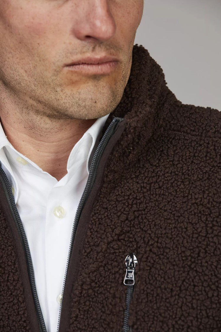 PILE FLEECE JACKET DARK BROWN