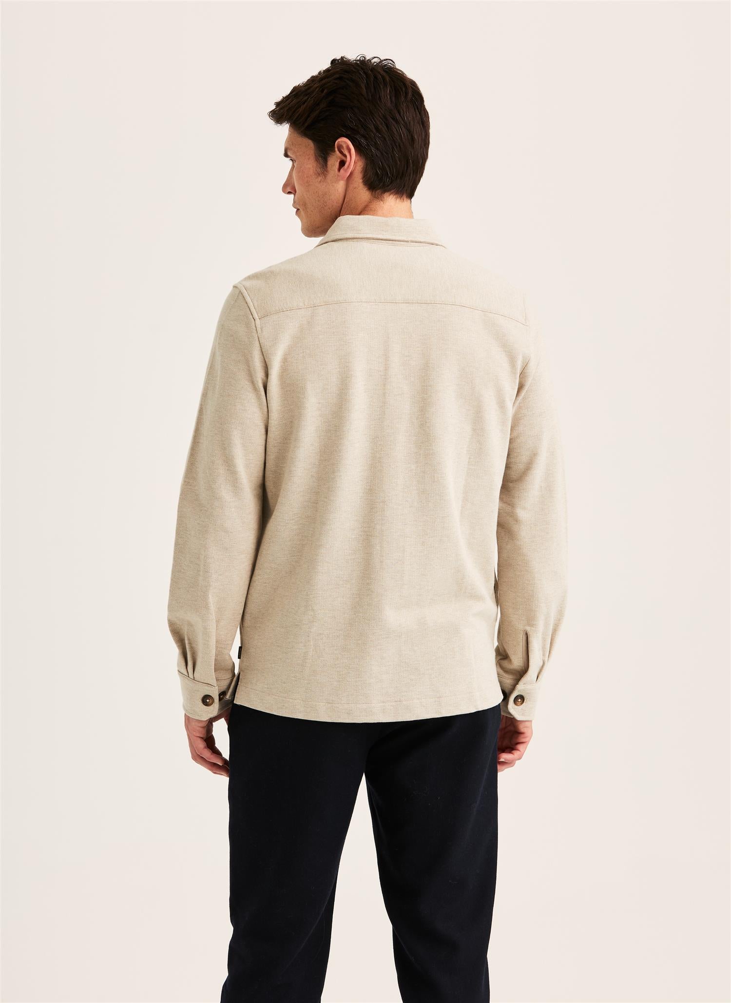 Andrew Piqué Jersey Overshirt Khaki