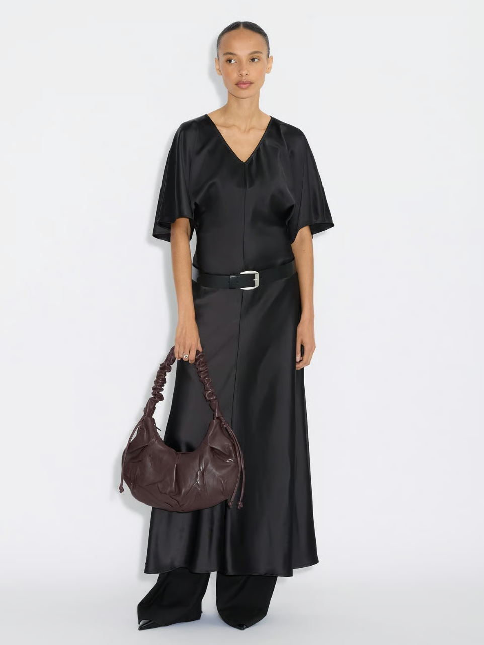 Leni Cocoon Leather Bag Burgundy