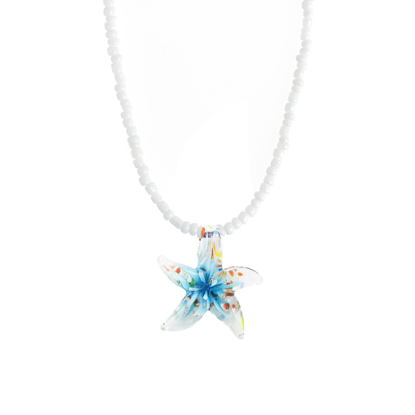 SERAFINA-GLASS STARFISH NECKLACE STAINLESS STEEL-GOLD