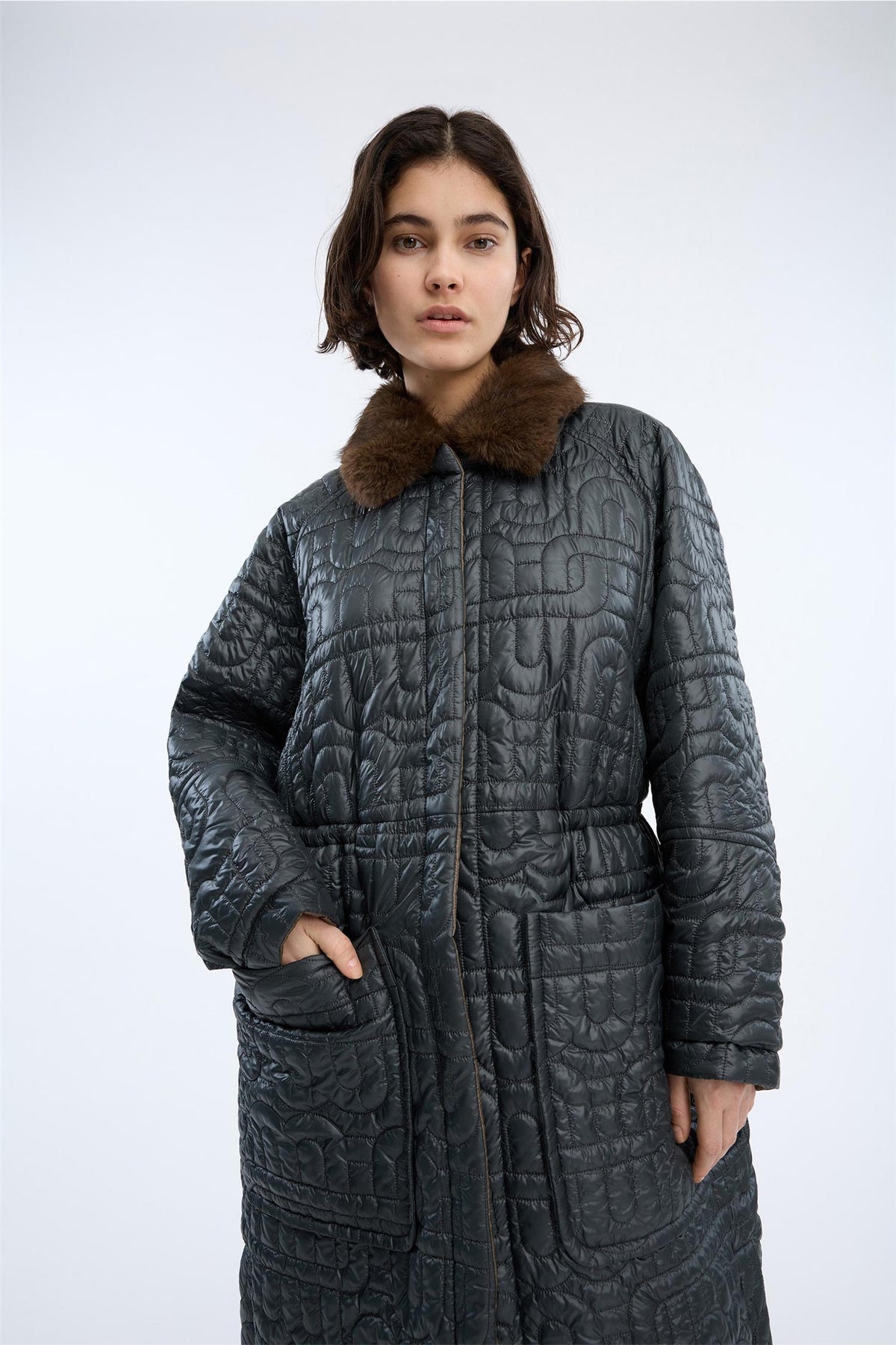 Verger Qilted Coat Mix Charco