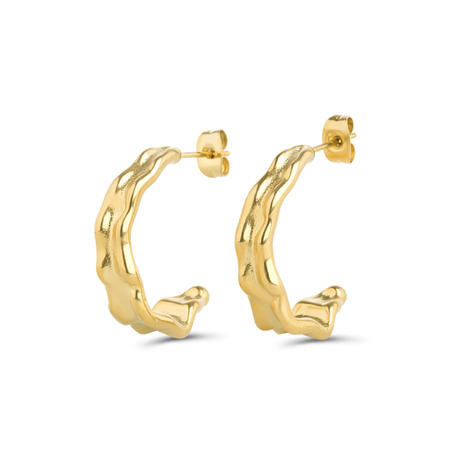 Kajsa hammered stud earrings gold