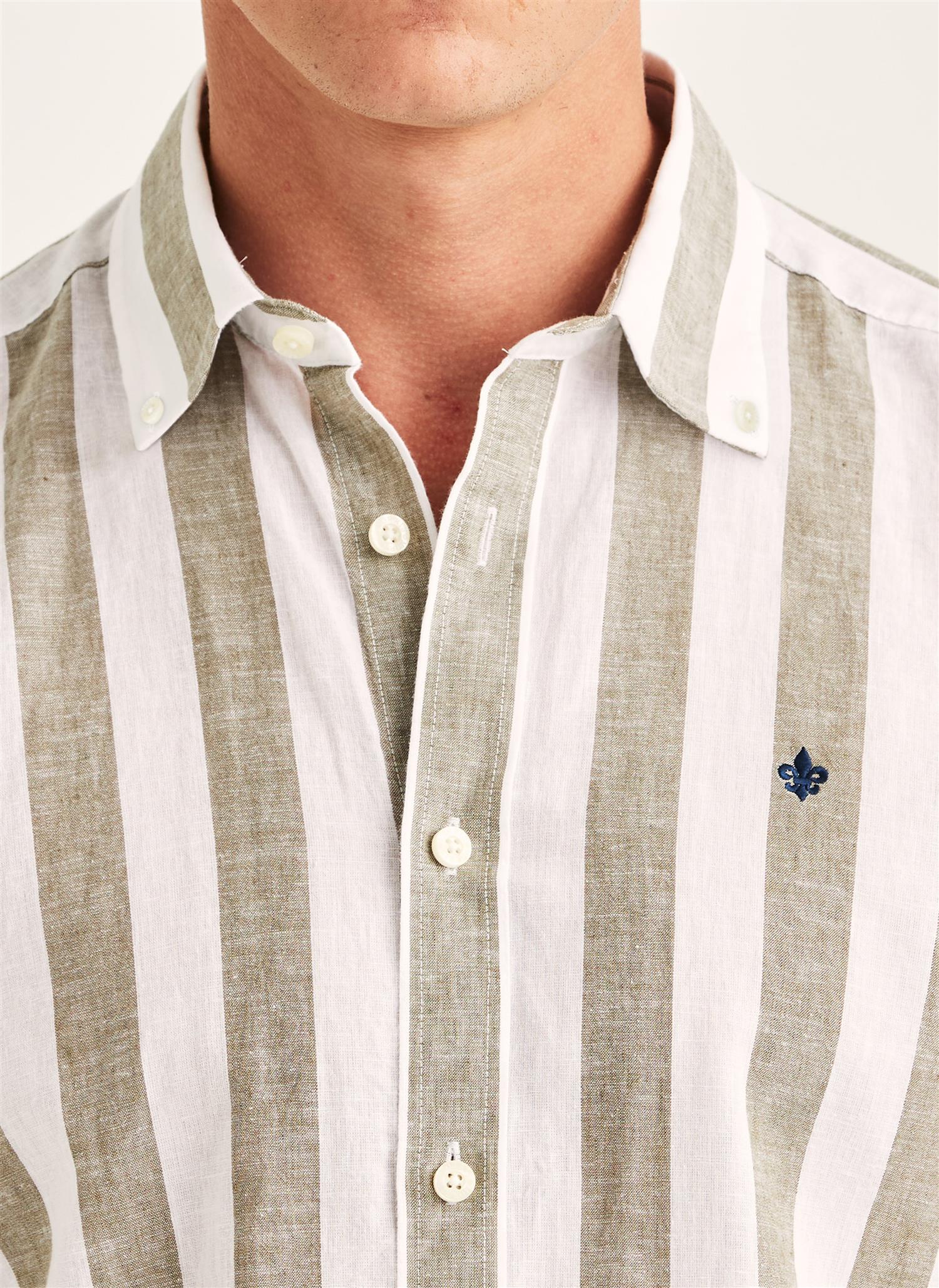 Douglas linen mix stripe classic Olive