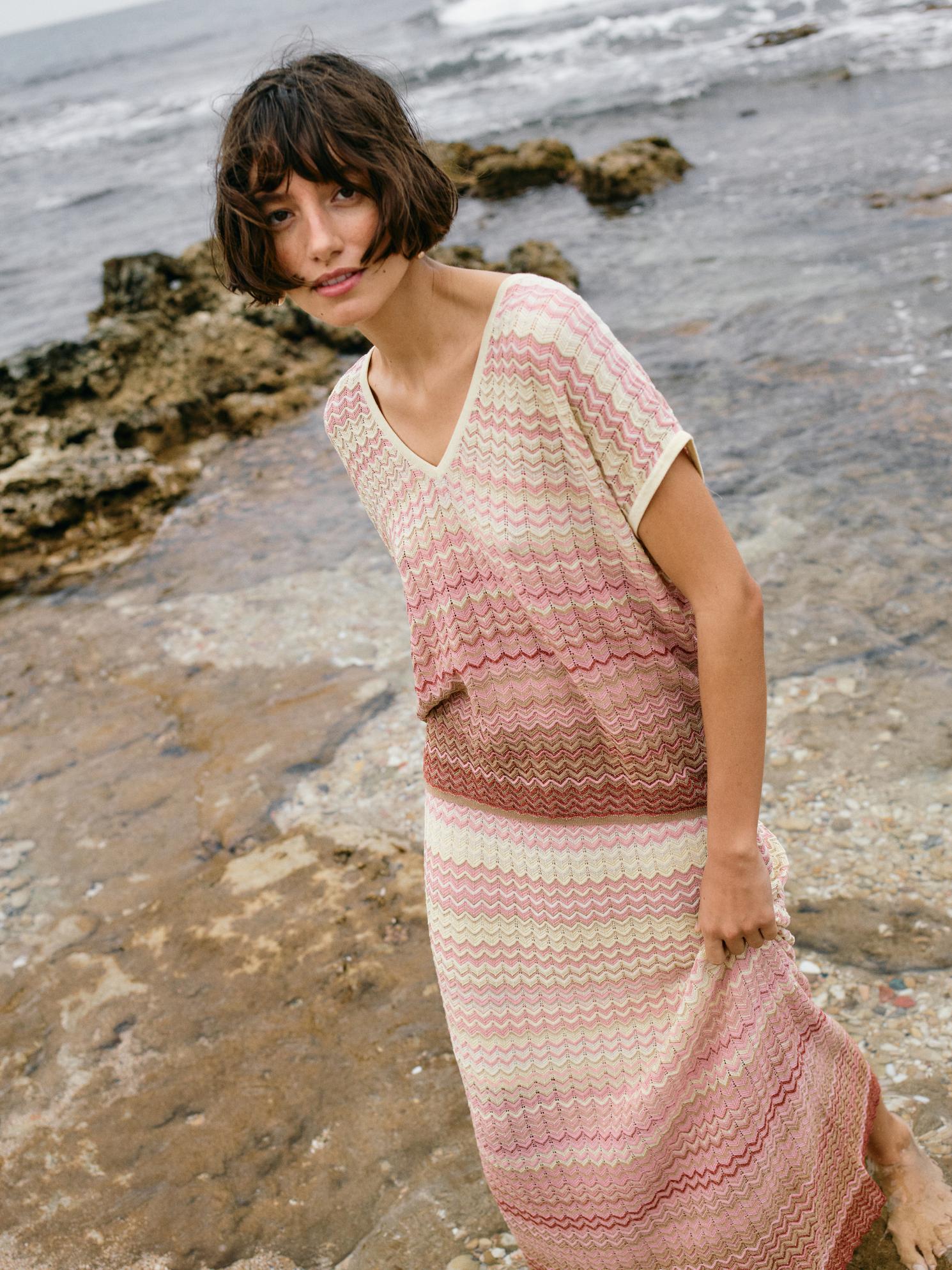 MMShani Zig Zag V-neck knit Powder Pink