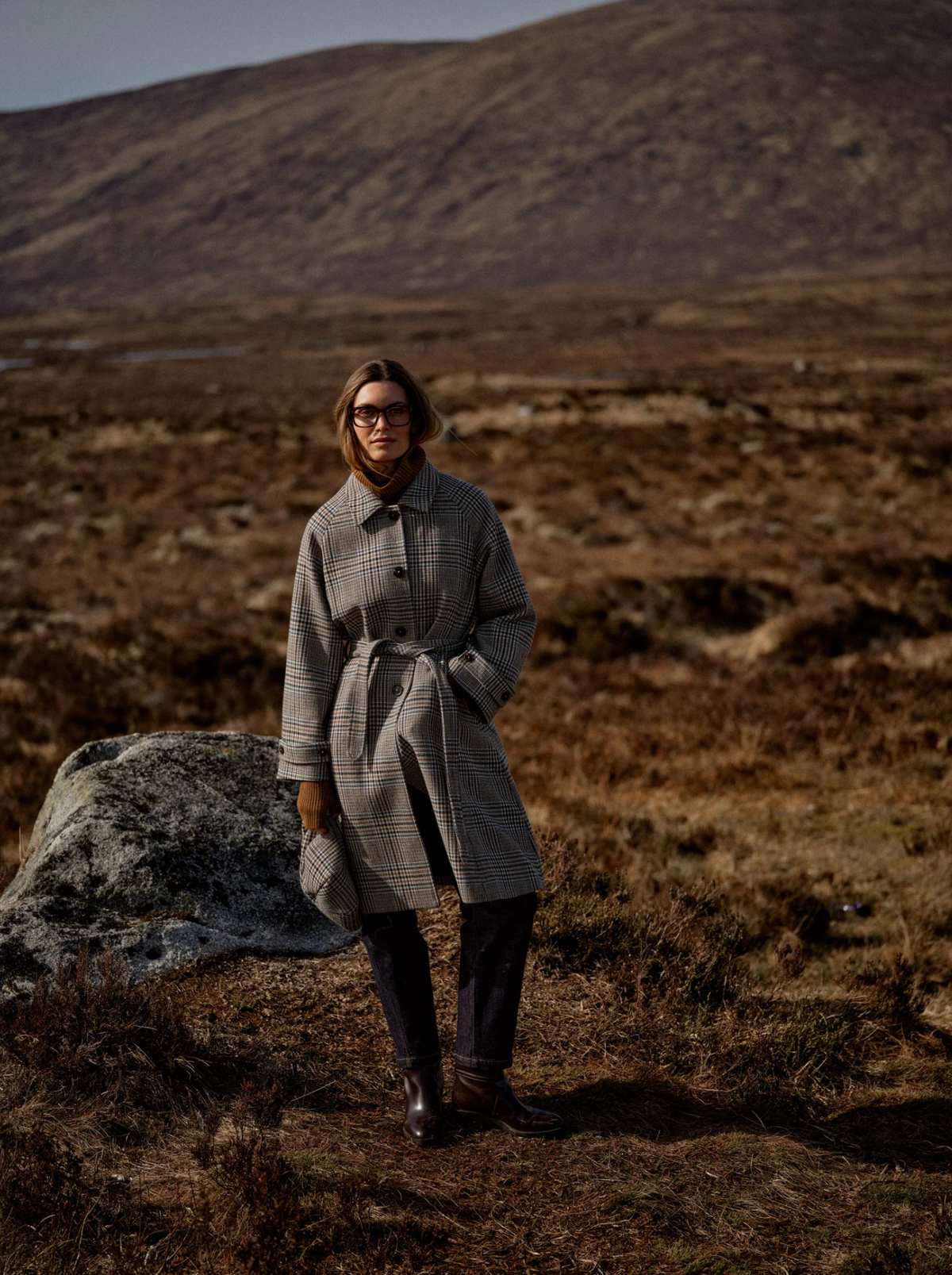 Mmselestine Check Coat Oxford Tan