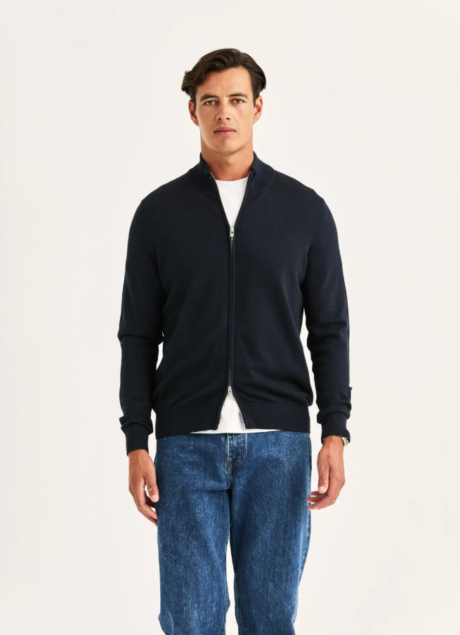 Riley Zip Cardigan Old Blue
