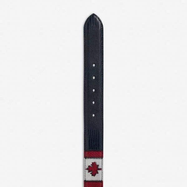 Lizard Leather Flag Belt Blue