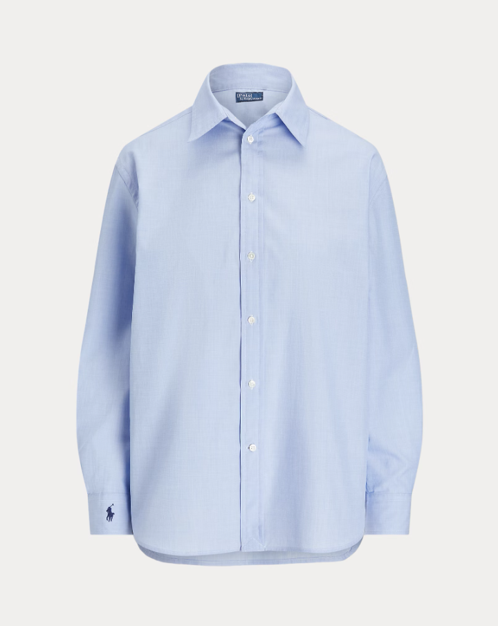 Oversized Fit Cotton Shirt Classic Medium Blue