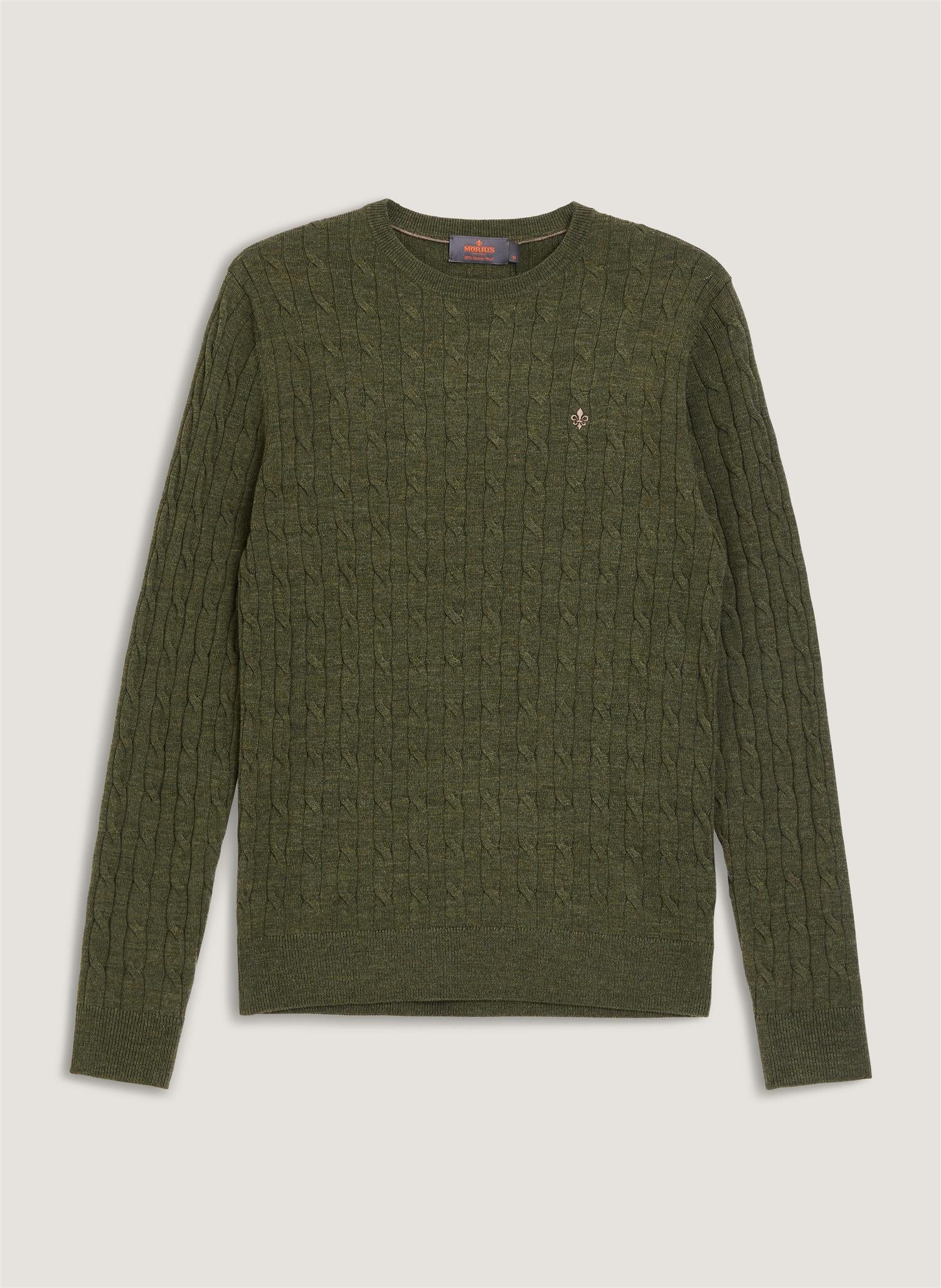 Merino Cable Oneck Olive