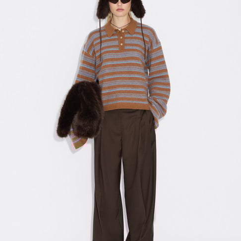 Olivia Wool Polo 26-01 Brown Stripe