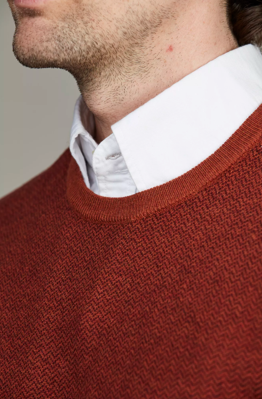 2Tone Herringbone Knit Burnt Orange