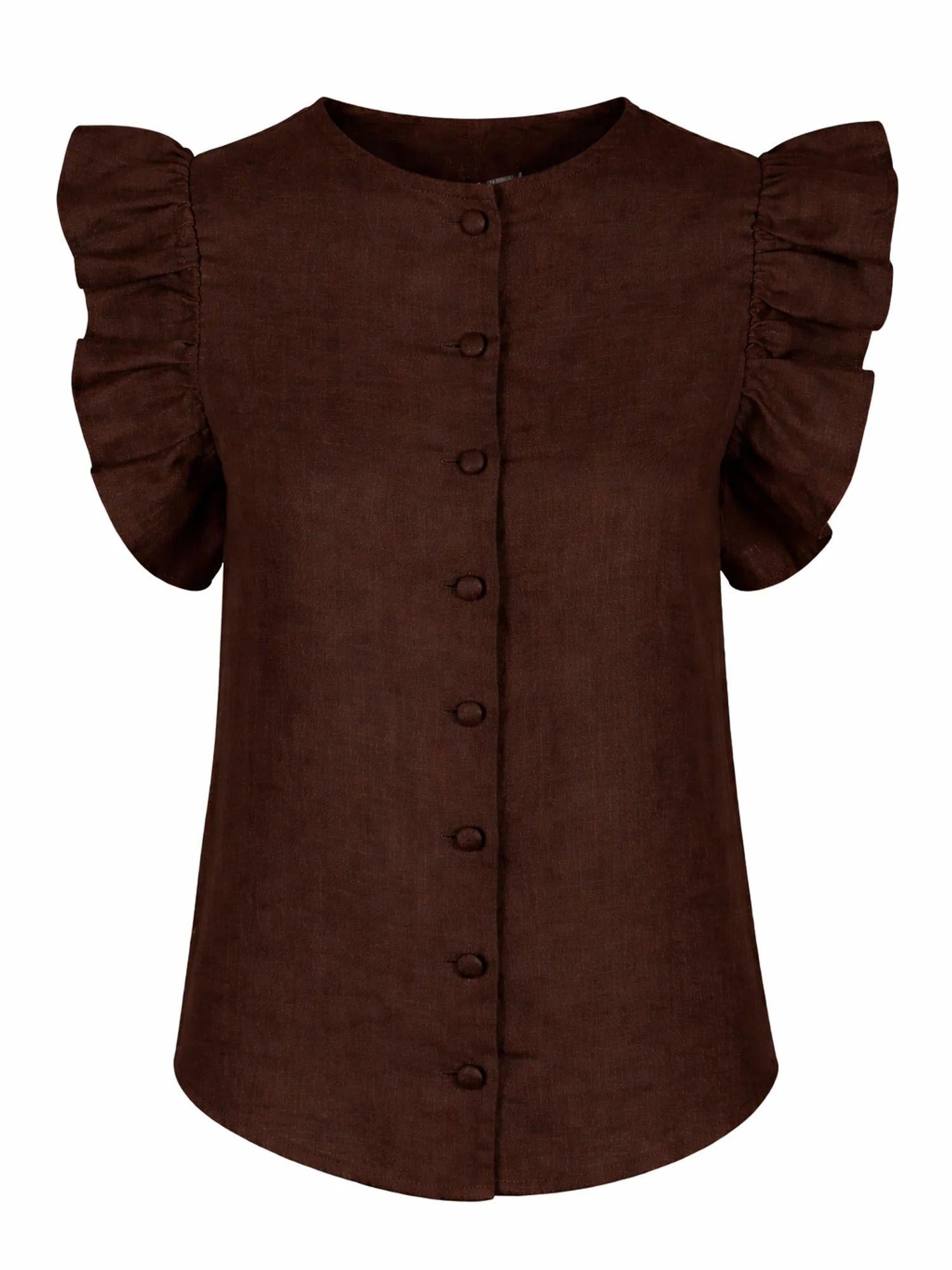 Pauline Linen Shirt Dark Brown
