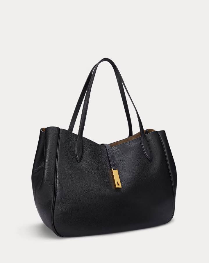 Polo ID Leather Large Tote Black