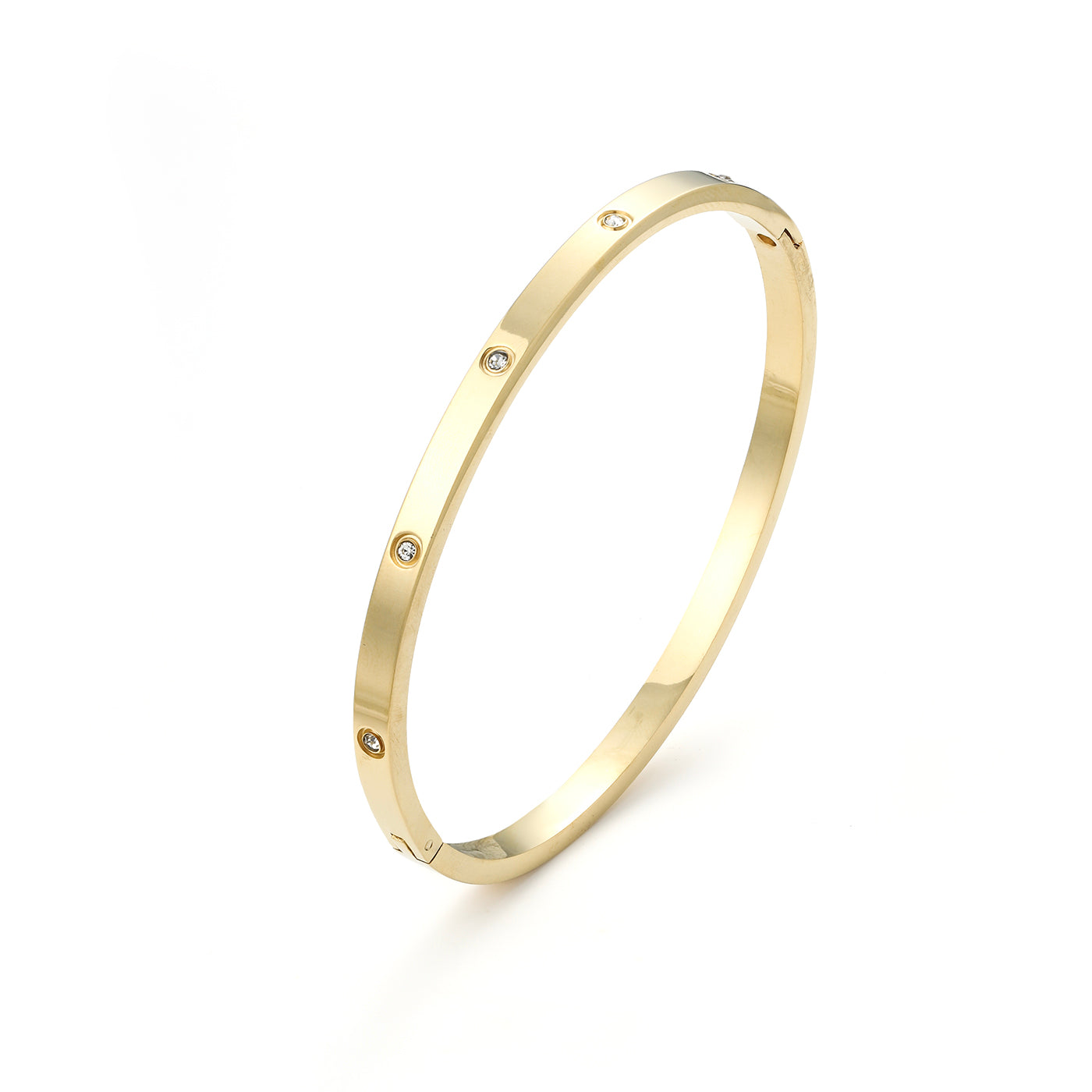 FIONA-CRYSTAL BANGLE BRACELET STINALES STEEL-GOLD