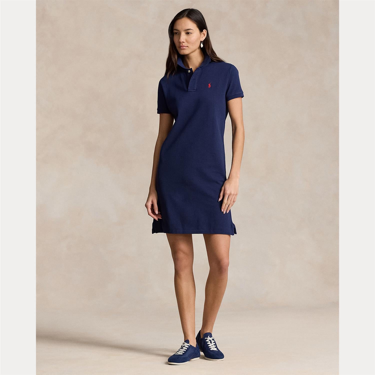 Cotton Mesh Polo Dress Newport navy