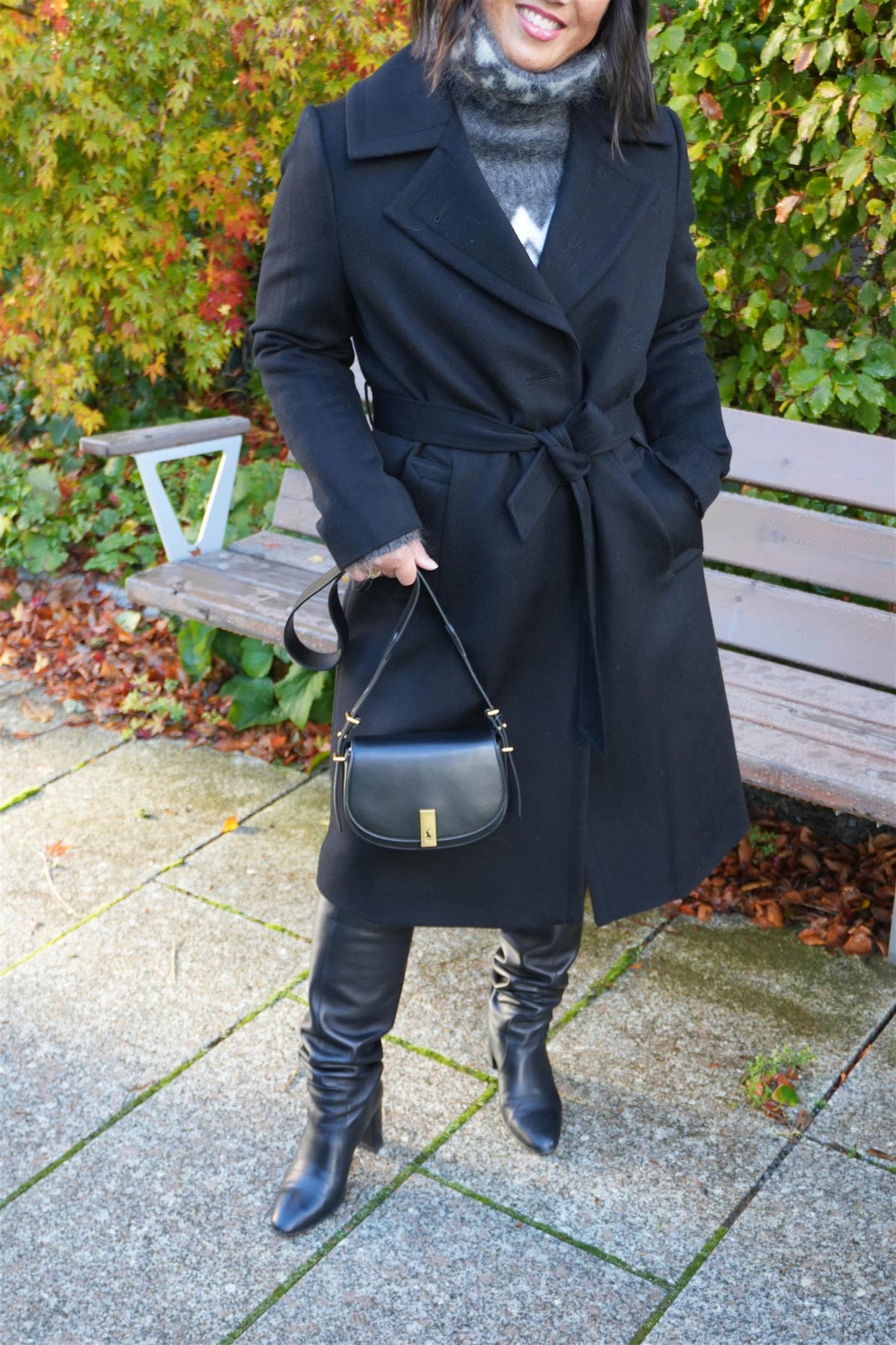 Clareta Belt Midi Black Cashmere Coat