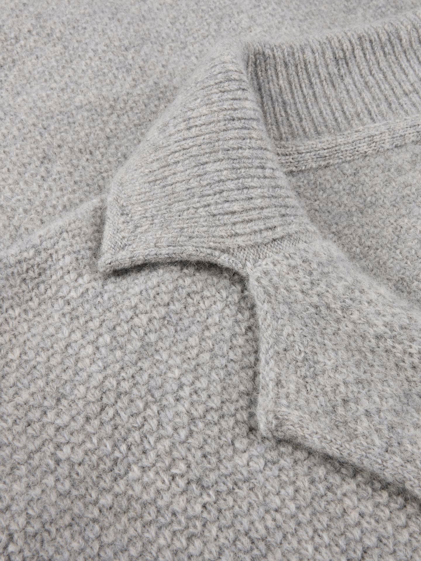 Cardigan Knitted Texture Yak / Merino Wool Grey