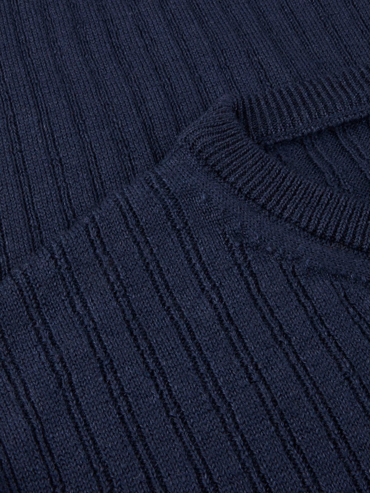 Sweater Knitted Ribbed Linen / Merino Wool Dark blue