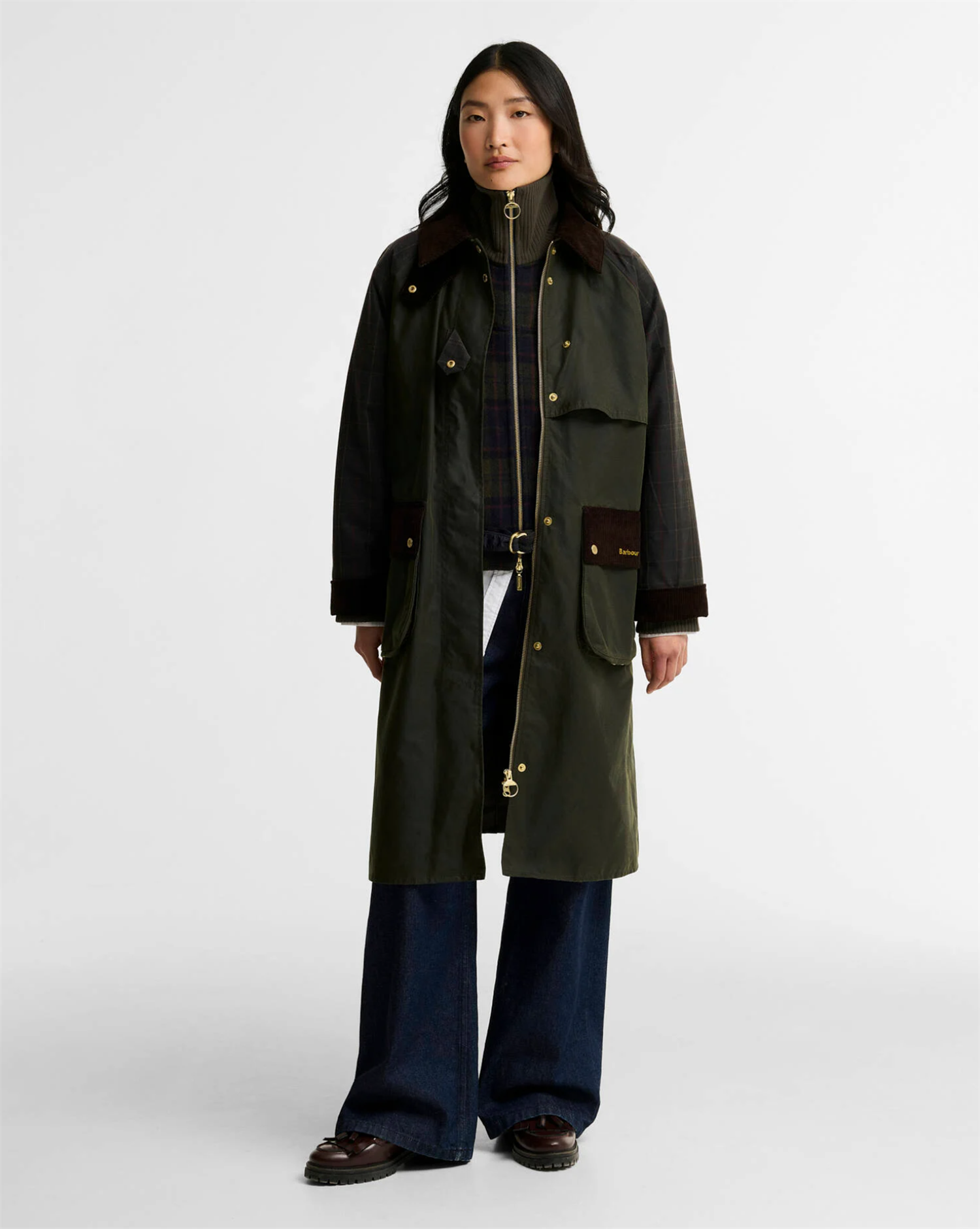 Checked Kirkless Wax Jacket Olive