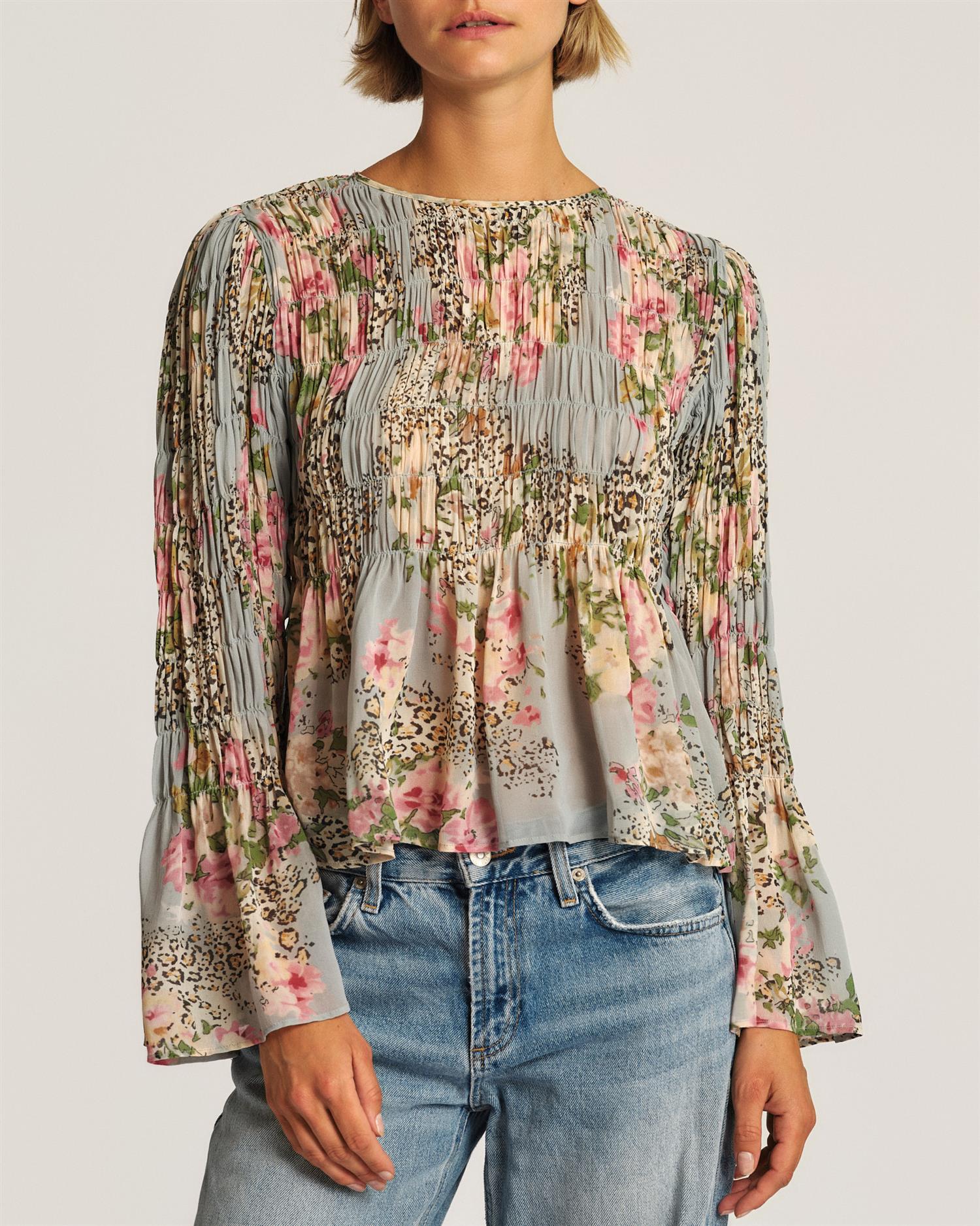 Georgette Smocking Top Wild Flower