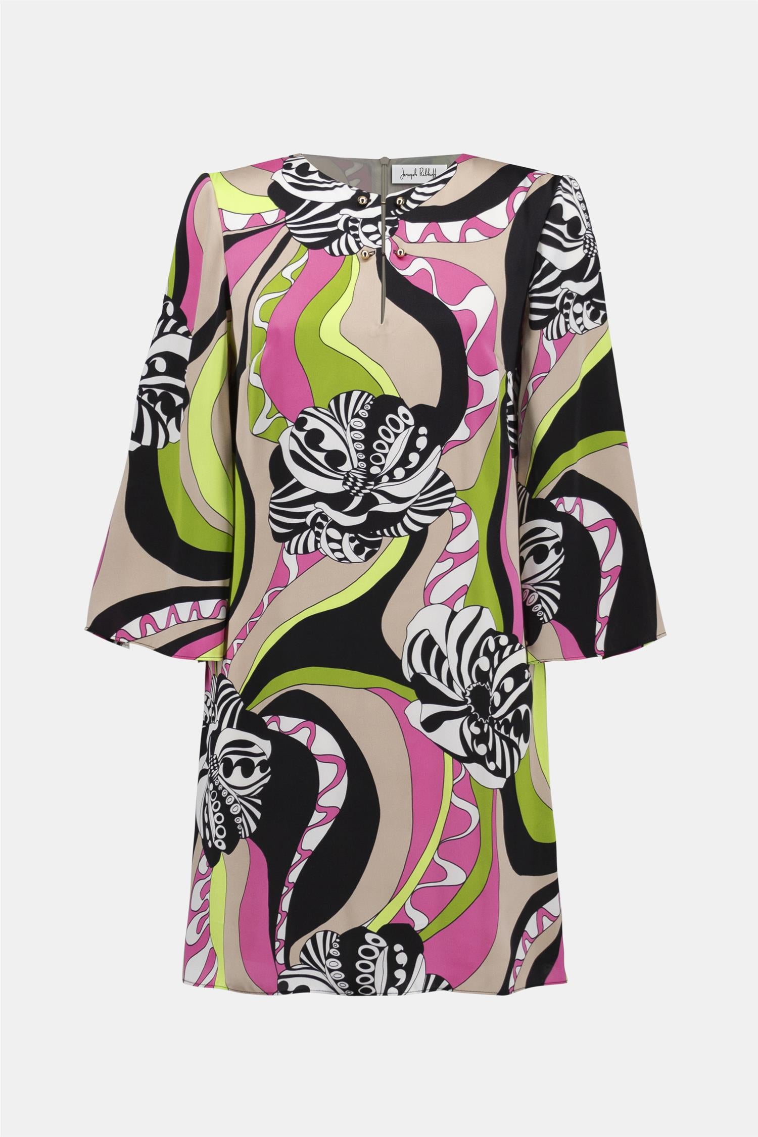 Satin Retro Print Dress