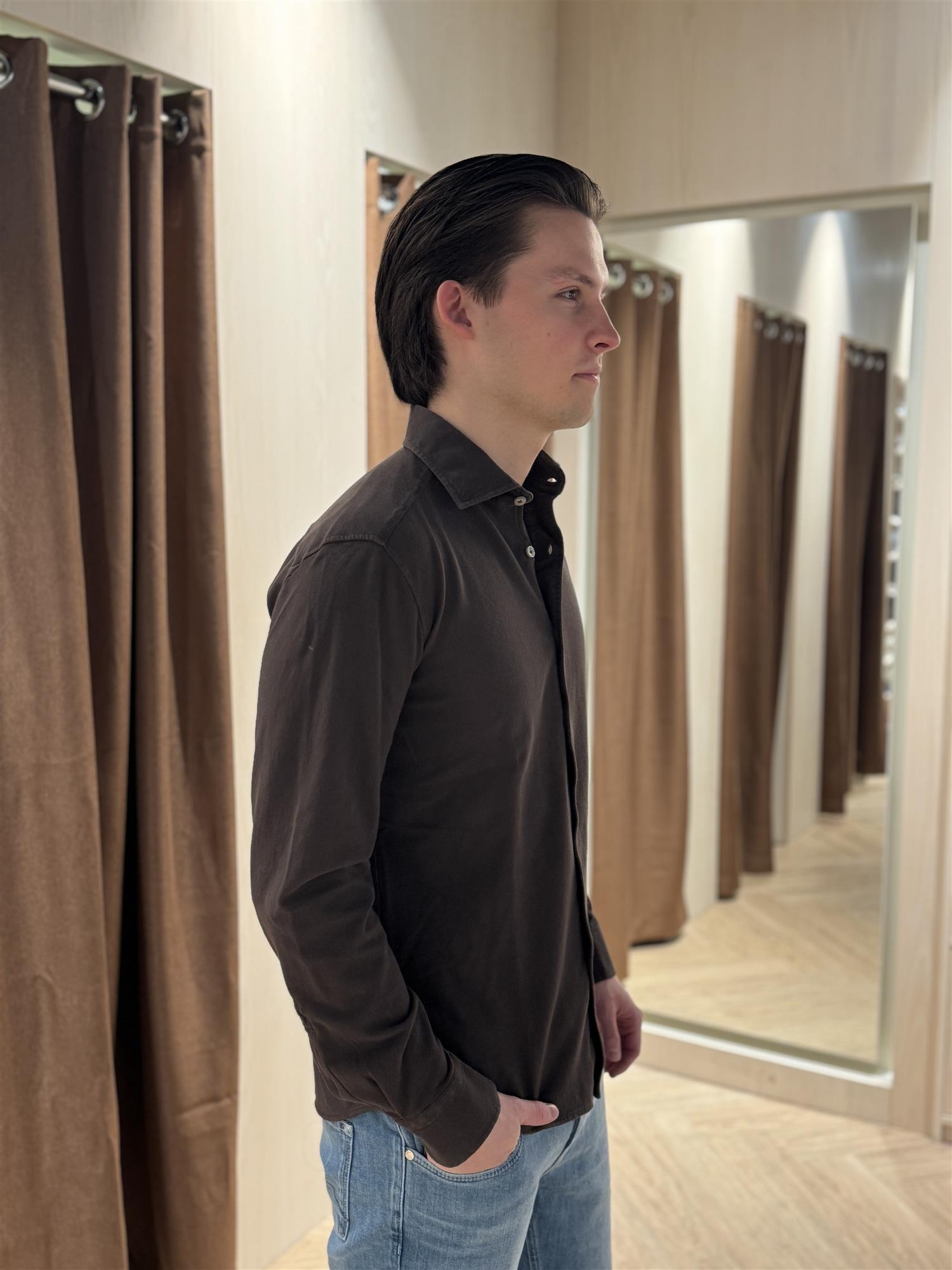 Jersey Piquet Shirt TJ08 Dark Brown