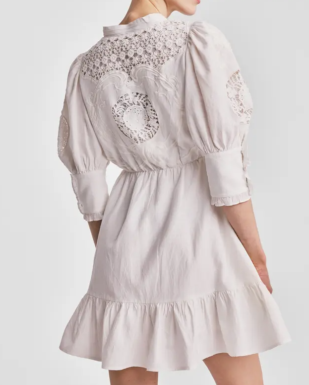 Linen mini dress-offwhite